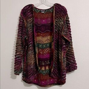 Sue Blue NY Bohemian Textured Open-Front Cardigan